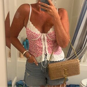 PINK MOON BAY-pink floral with OPEN BACK tank top